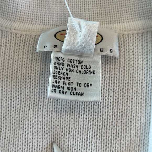 🎉Host Pick 2x🎉Talbots White Open Front Cardigan w/Brown Pipping Small Petite - Picture 10 of 11